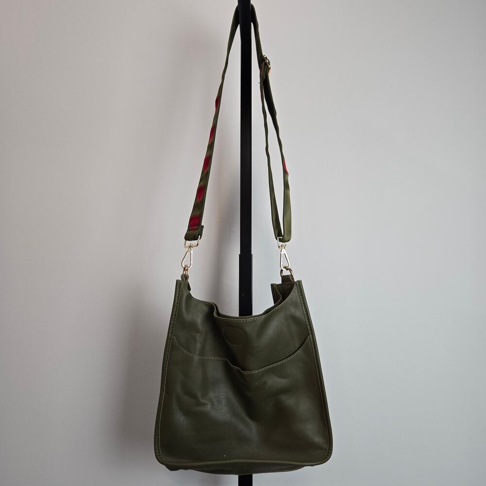Ahdorned Green Shoulder Purse Bag Satchel Wide Heart Strap Crossbody Emo Indie